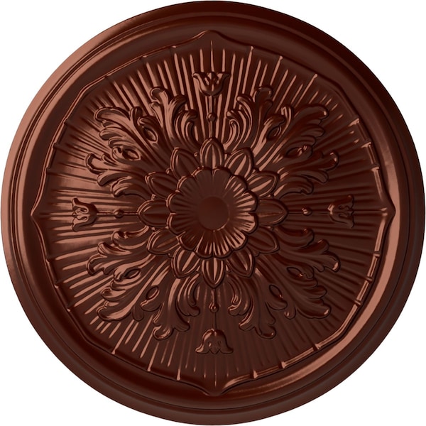 Ekena Millwork Luton Ceiling Medallion (Fits Canopies up to 1 1/8"), Hand-Painted Antique Copper, 15 3/4"OD x 5/8"P CM16LUACS - main